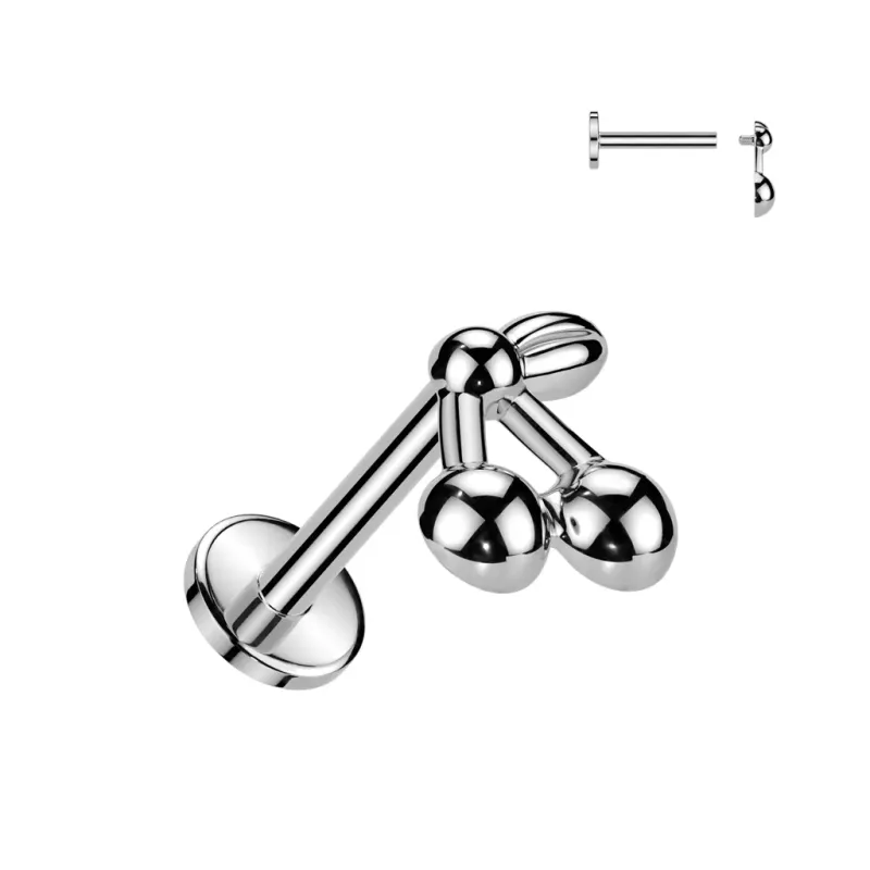 Piercing oreille en titane cerise