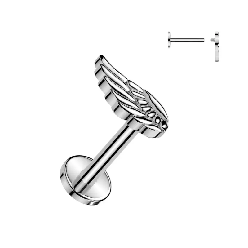 Piercing oreille en titane aile d'ange