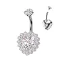 Piercing nombril en titane coeur blanc pavé de strass