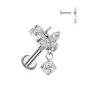 Piercing oreille en titane papillon pendentif strass blanc