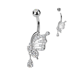 Piercing nombril papillon aile pavée
