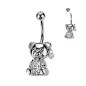 Piercing nombril ourson avec zirconium rectangle