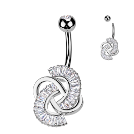 Piercing nombril noeuds avec zirconium baguettes