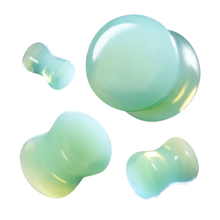 Piercing plug d'oreille en opalite verte
