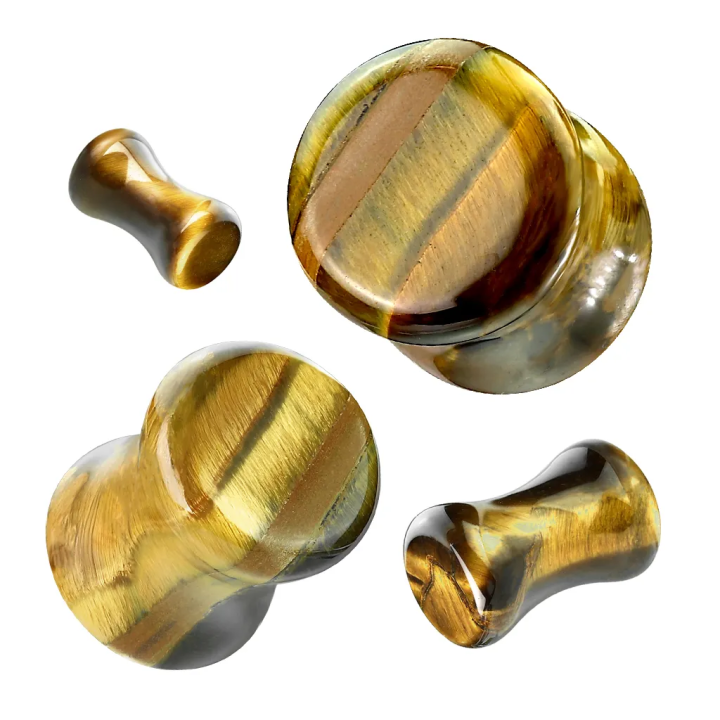 Piercing plug d'oreille en oeil de tigre