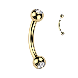 Piercing arcade en titane doré ASTM F136 boule serties de strass