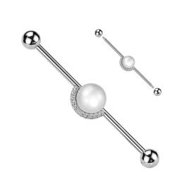 Piercing industriel en acier chirurgical perle avec demi-cercle de zircons