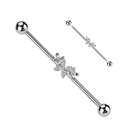 Piercing industriel en acier chirurgical avec triple papillon