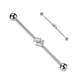 Piercing industriel en acier chirurgical avec zircon baguettes