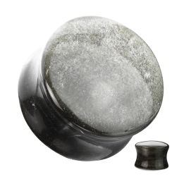 Piercing plug d'oreille en obsidienne argentée