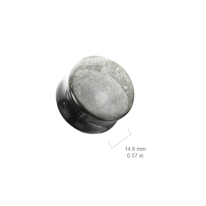 Piercing plug d'oreille en obsidienne argentée