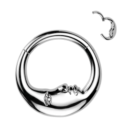 Piercing anneau à charnière avec visage de lune en acier