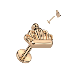 Piercing oreille en titane rosé couronne