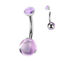 Piercing nombril en titane avec pierres en améthyste