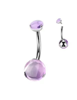 Piercing nombril en titane avec pierres en améthyste