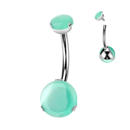 Piercing nombril en titane avec pierres en onyx verte