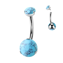 Piercing nombril en titane avec pierres en turquoise