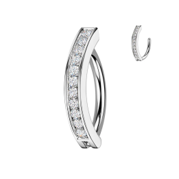 Piercing nombril anneau clicker pavé de strass en acier