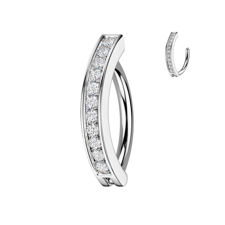 Piercing nombril anneau clicker pavé de strass en acier