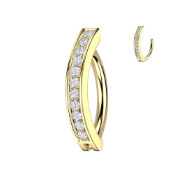 Piercing nombril anneau clicker pavé de strass en plaqué or