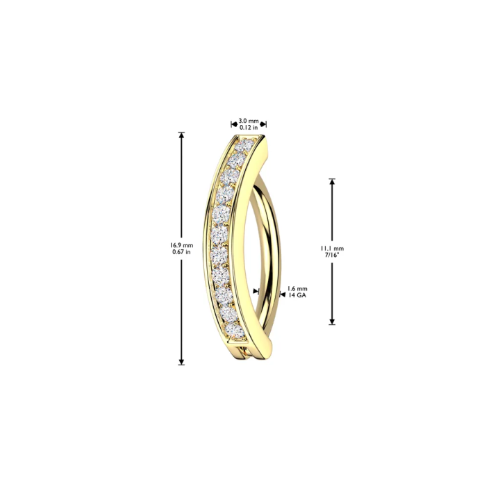 Piercing nombril anneau clicker pavé de strass en plaqué or