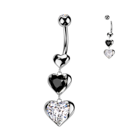 Piercing nombril trio de coeurs