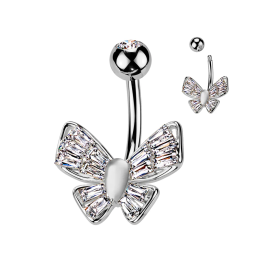 Piercing nombril papillon pierre oeil de chat