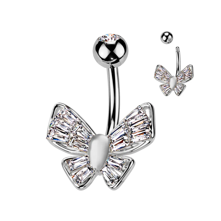 Piercing nombril papillon pierre oeil de chat