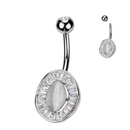 Piercing nombril cercle pierre oeil de chat