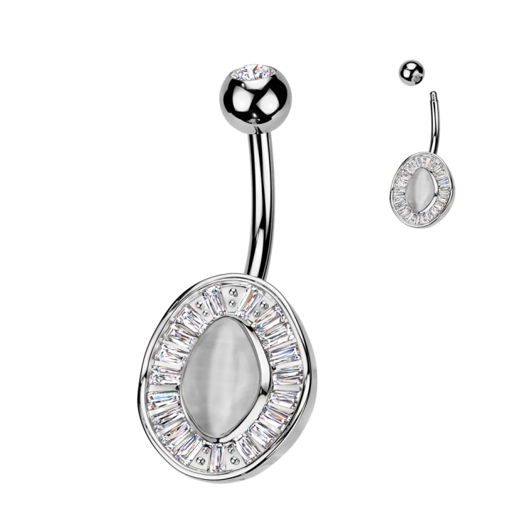 Piercing nombril cercle pierre oeil de chat