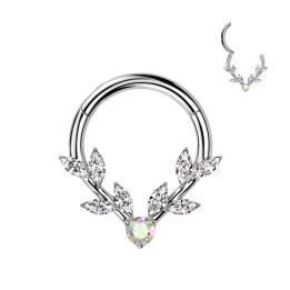 Piercing daith anneau à charnière avec fleur de vigne