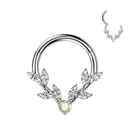 Piercing daith anneau à charnière avec fleur de vigne
