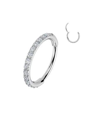 Piercing anneau nez en acier pavé de pierres en zirconium