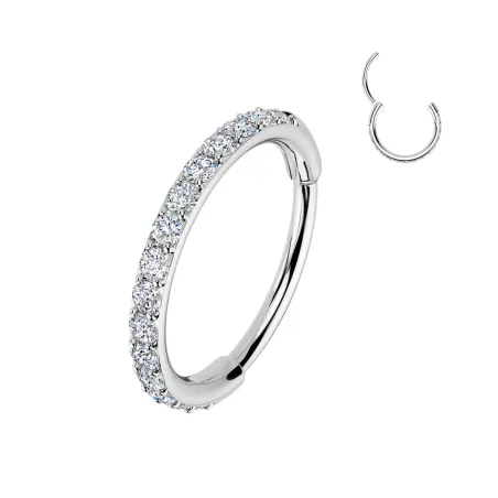 Piercing anneau nez en acier pavé de pierres en zirconium