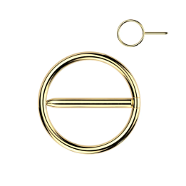 Piercing téton anneau clipsable en titane doré