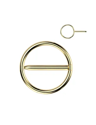Piercing téton anneau clipsable en titane doré