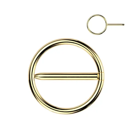 Piercing téton anneau clipsable en titane doré