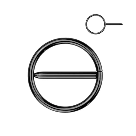 Piercing téton anneau clipsable en titane noir