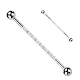Piercing industriel en titane pavé de zirconiums blancs