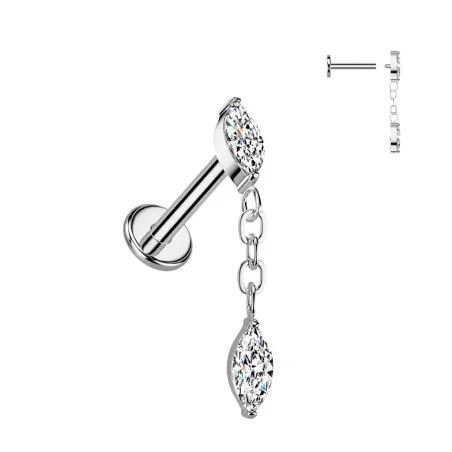 Piercing hélix oreille en titane avec pendentif marquise