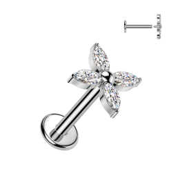 Piercing cartilage oreille en titane avec fleur marquise