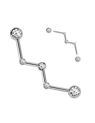 Piercing industriel en acier chirurgical Zig Zag avec cristaux
