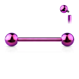 Piercing barbell à vissage interne en titane violet (langue, téton)
