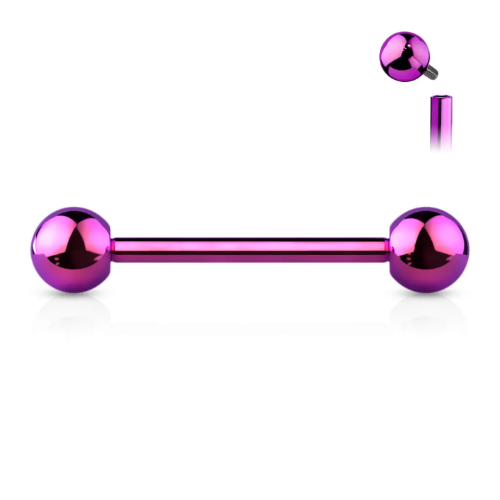 Piercing barbell à vissage interne en titane violet (langue, téton)