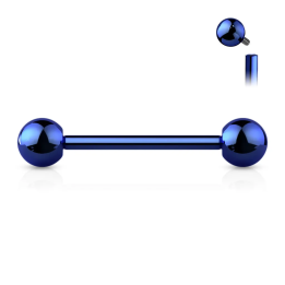 Piercing barbell à vissage interne en titane bleu (langue, téton)
