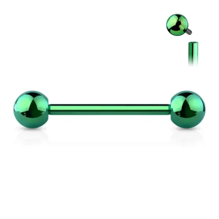 Piercing barbell à vissage interne en titane vert (langue, téton)