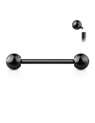 Piercing barbell à vissage interne en titane noir (langue, téton, industriel)