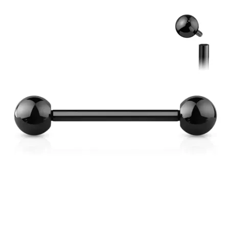 Piercing barbell à vissage interne en titane noir (langue, téton, industriel)