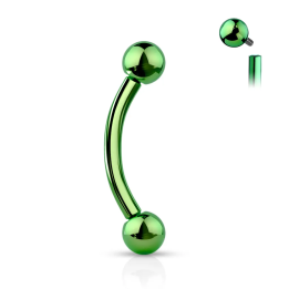 Piercing arcade en titane ASTM F136 vert à filetage interne