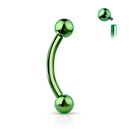 Piercing arcade en titane ASTM F136 vert à filetage interne